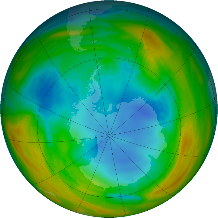 Antarctic ozone map for 09 August 1986